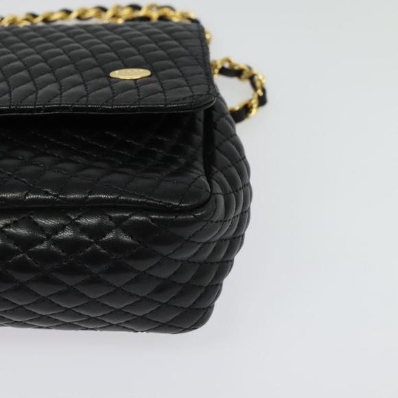 BALLY Chain Shoulder Bag Leather Black Gold Auth 141002 - Picture 9 of 16